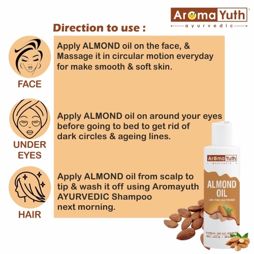 AROMAYUTH 100% Pure Cold Pressed Sweet Almond Oil - Image 4
