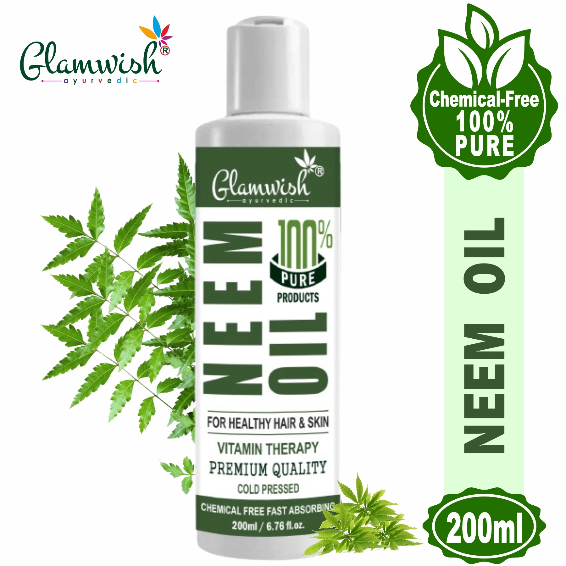 GLAMWISH 100% Pure Cold Pressed Neem Oil